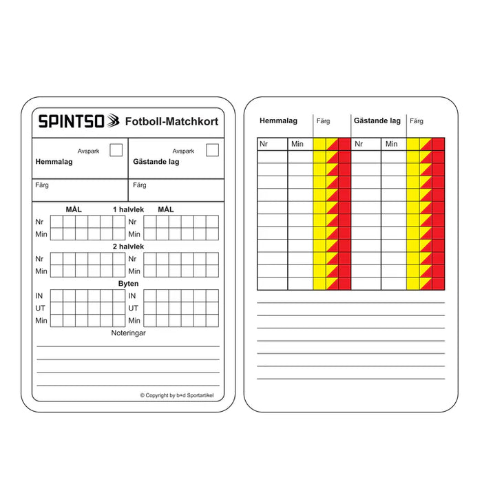 Carte de notes de football b+d