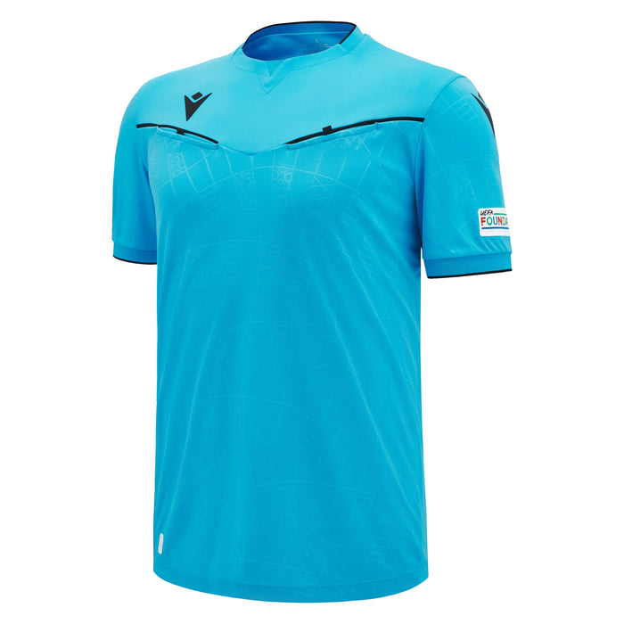 UEFA EK 2024 Scheidsrechtersshirt - Neon Blauw - Korte Mouwen