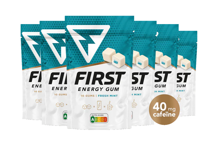 First Energy Gum Blue - Cafeïne kauwgom - doos met 20 zakjes