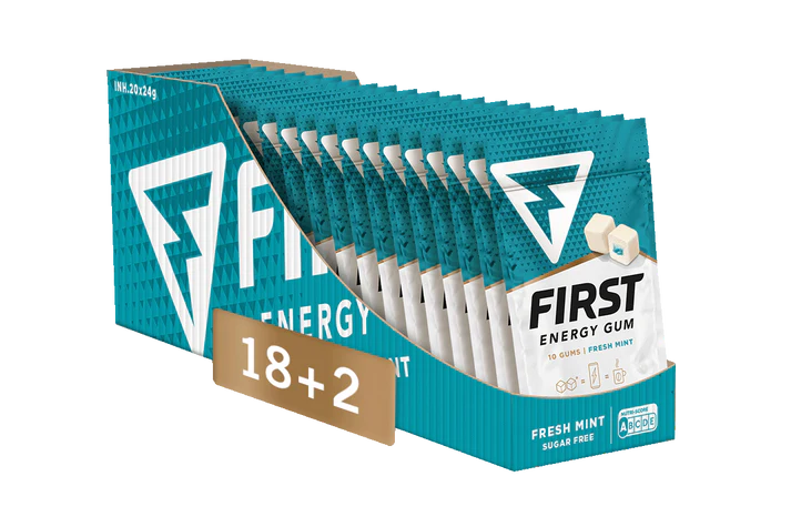 First Energy Gum Blue - Cafeïne kauwgom - doos met 20 zakjes